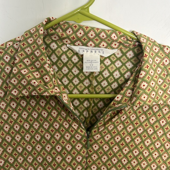 Vintage Y2K RARE express international mini dress, size 1/2orXS, geometric print - Picture 3 of 9